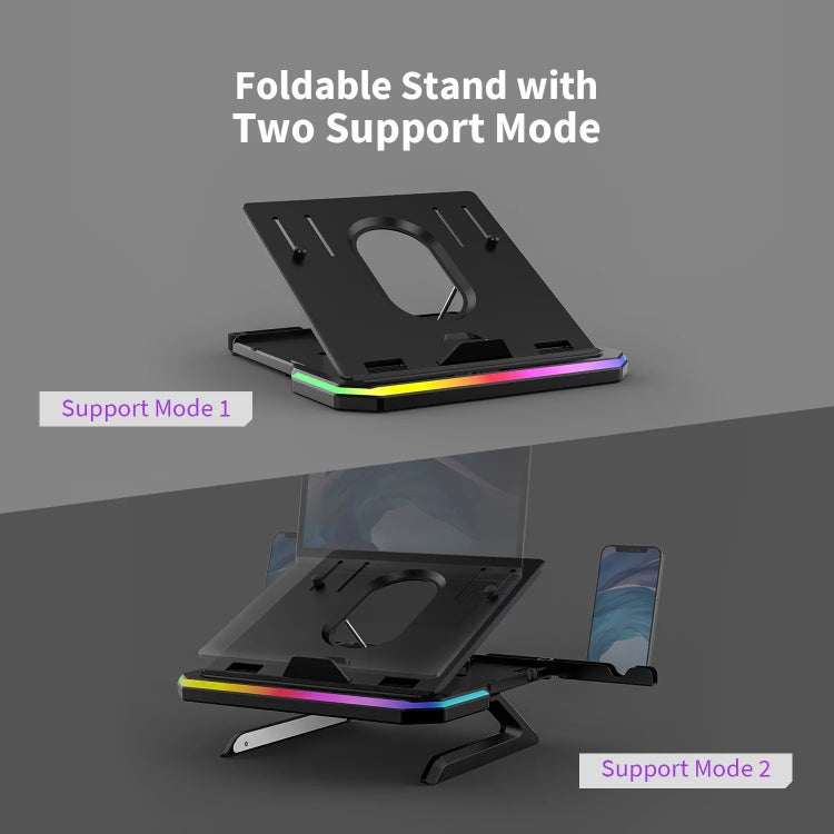 Laptop Stand with RGB Lighting 9-Level Adjustable Notebook Stand(Black) - Laptop Stand by PMC Jewellery | Online Shopping South Africa | PMC Jewellery | Buy Now Pay Later Mobicred