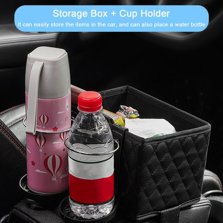 Car Armrest Box Folding Storage Box Multifunctional Water Cup Holder(Leather Black) - Stowing Tidying by PMC Jewellery | Online Shopping South Africa | PMC Jewellery | Buy Now Pay Later Mobicred