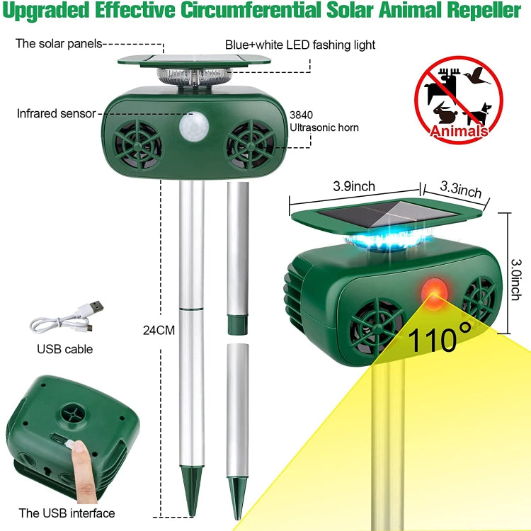 SK628 Solar Powered Animal Repeller 360 Degree Strobe Light Bird Repeller Ultrasonic Rat Repeller(Green) - Outdoor Insect Repellent by PMC Jewellery | Online Shopping South Africa | PMC Jewellery | Buy Now Pay Later Mobicred