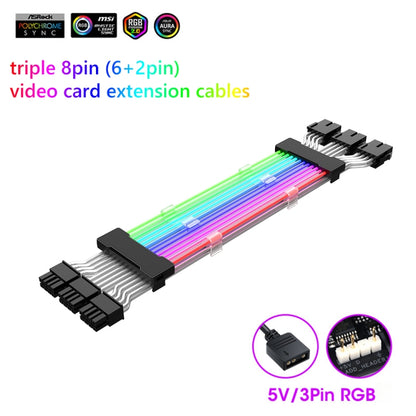 Double 8pin Graphics Card Power Supply Wire Black 5V ARGB Neon Color Line - PCIE Cable by PMC Jewellery | Online Shopping South Africa | PMC Jewellery