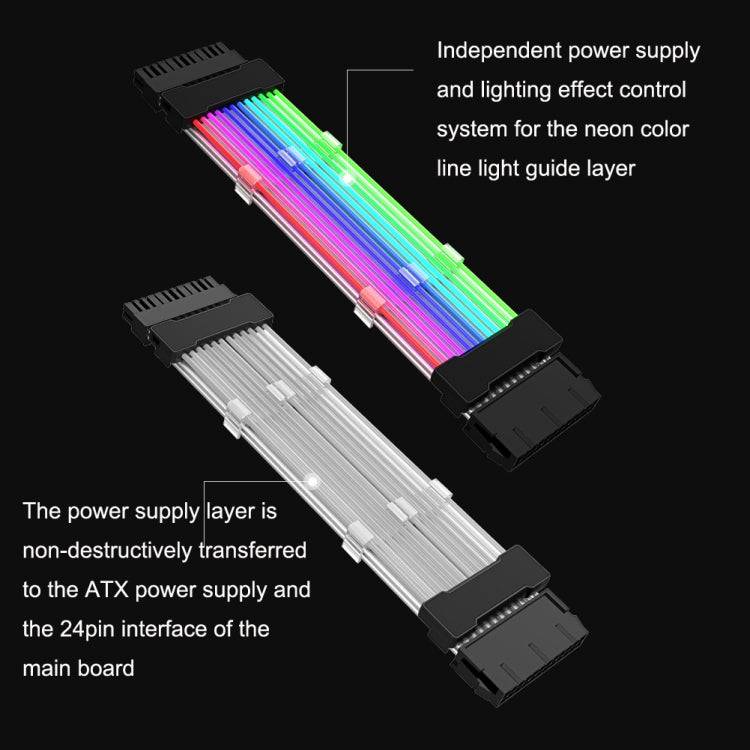 24pin Motherboard Power Supply Light Wire White 5V ARGB Neon Color Line - PCIE Cable by PMC Jewellery | Online Shopping South Africa | PMC Jewellery