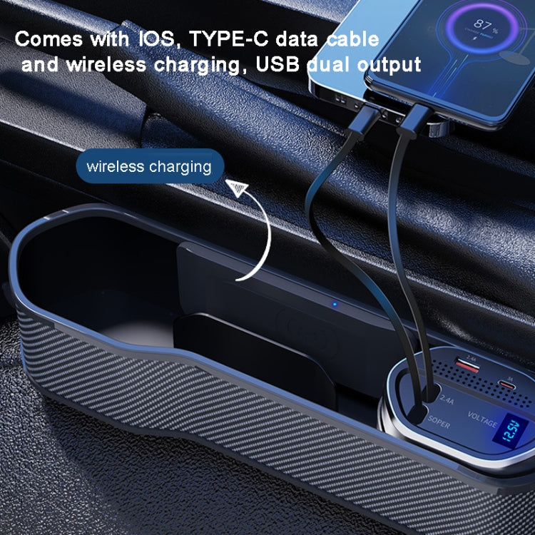 Vehicle Seat Gap Storage Box Organizer Front Seat Console Side Pocket ,Spec: No Wireless Charging Ordinary Wire - Stowing Tidying by PMC Jewellery | Online Shopping South Africa | PMC Jewellery | Buy Now Pay Later Mobicred