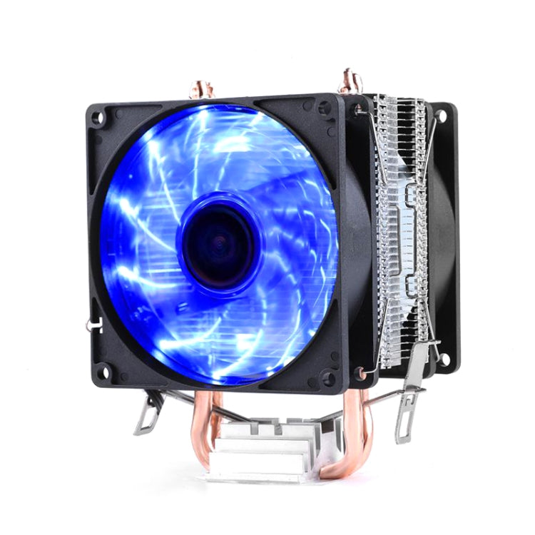 Desktop Computer Double Copper Tube CPU Radiator Super Quiet Blue Light 3-pin Double Fan - Fan Cooling by PMC Jewellery | Online Shopping South Africa | PMC Jewellery | Buy Now Pay Later Mobicred