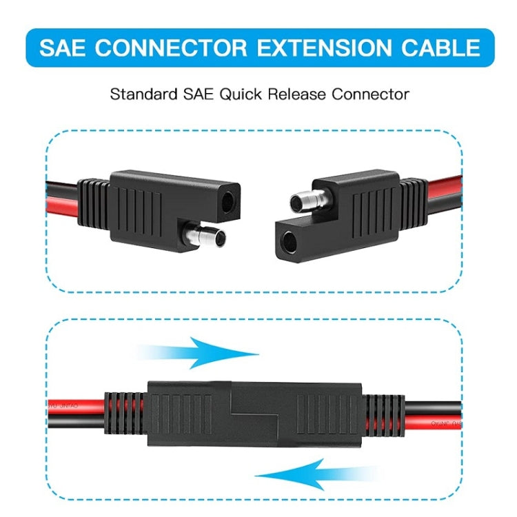 2pcs 20A Solar Car Battery SAE Power Extension Cable 100cm - DIY Cables by PMC Jewellery | Online Shopping South Africa | PMC Jewellery