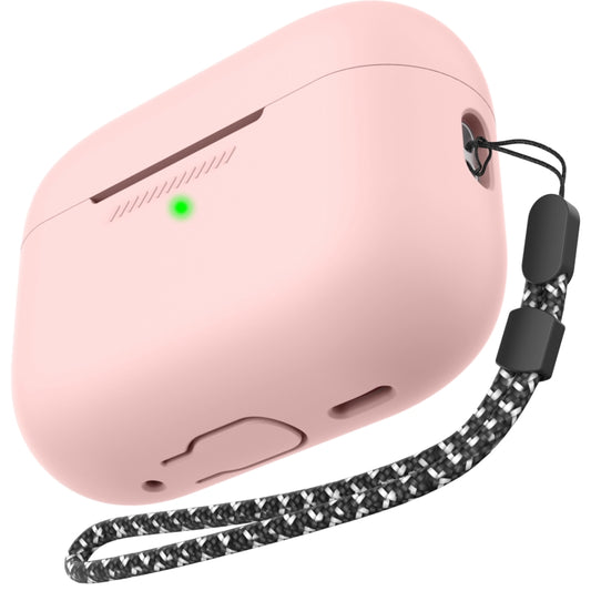 For AirPods Pro 2 AhaStyle PT187 Silicone One-Piece Protective Case With Lanyard Case(Pink) - For AirPods Pro 2 by AhaStyle | Online Shopping South Africa | PMC Jewellery