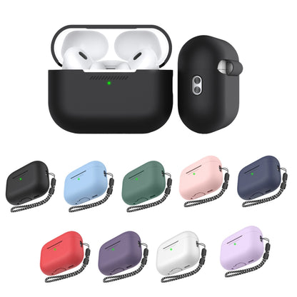 For AirPods Pro 2 AhaStyle PT187 Silicone One-Piece Protective Case With Lanyard Case(Black) - For AirPods Pro 2 by AhaStyle | Online Shopping South Africa | PMC Jewellery | Buy Now Pay Later Mobicred