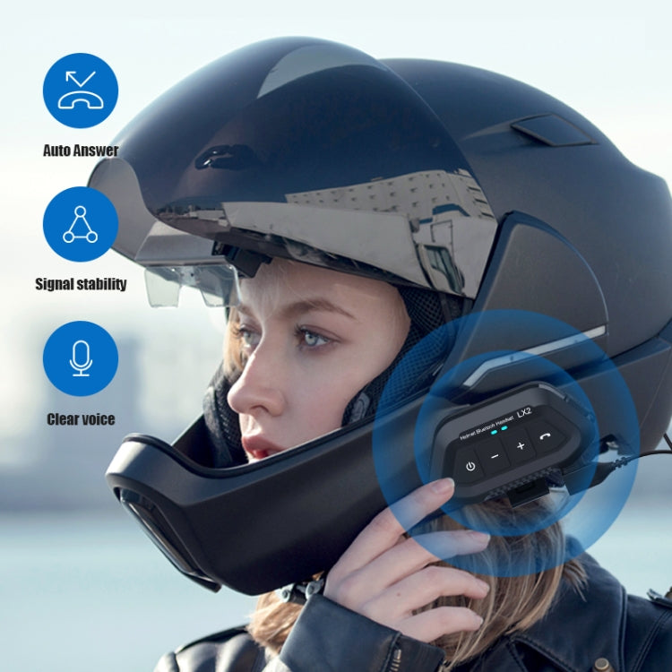 LX2 Motorcycle Helmet Bluetooth Earphone Waterproof Noise Canceling Motorcycle Headphones(White) - Motorcycle Walkie Talkie by PMC Jewellery | Online Shopping South Africa | PMC Jewellery | Buy Now Pay Later Mobicred