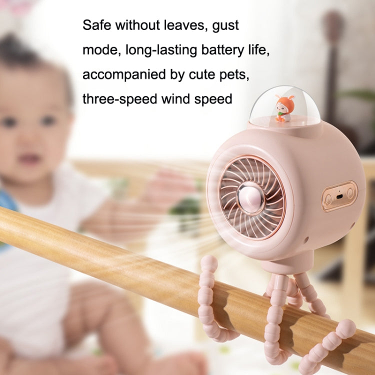 Baby Stroller Fan Home Mute Outdoor Cooling Portable Rabbit Octopus Fan With Shake Head (White) - Electric Fans by PMC Jewellery | Online Shopping South Africa | PMC Jewellery | Buy Now Pay Later Mobicred