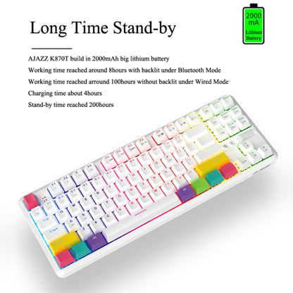 Ajazz K870T 87-Key RGB Office Game Phone Tablet Bluetooth/Wired Dual-Mode Mechanical Keyboard Green Shaft (White) - Wired Keyboard by Ajazz | Online Shopping South Africa | PMC Jewellery | Buy Now Pay Later Mobicred