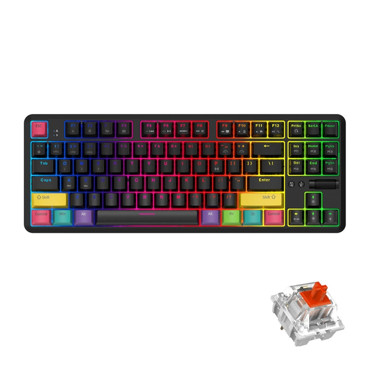 Ajazz K870T 87-Key Hot Swap Bluetooth/Wired Dual Mode RGB Backlight Office Game Mechanical Keyboard Red Shaft (Black) - Wireless Keyboard by Ajazz | Online Shopping South Africa | PMC Jewellery | Buy Now Pay Later Mobicred