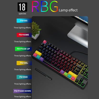 Ajazz K870T 87-Key Hot Swap Bluetooth/Wired Dual Mode RGB Backlight Office Game Mechanical Keyboard Tea Shaft (Black) - Wireless Keyboard by Ajazz | Online Shopping South Africa | PMC Jewellery | Buy Now Pay Later Mobicred