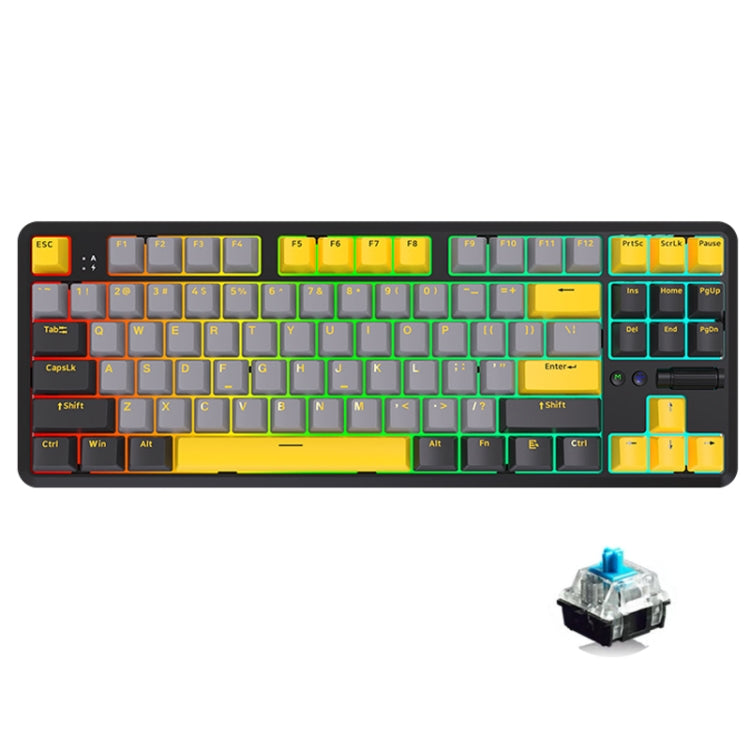 Ajazz K870T Pro 87 Keys Three Mode Wireless/Bluetooth/Wired Pluggable RGB Mechanical Keyboard Green Shaft (Black) - Wireless Keyboard by Ajazz | Online Shopping South Africa | PMC Jewellery | Buy Now Pay Later Mobicred