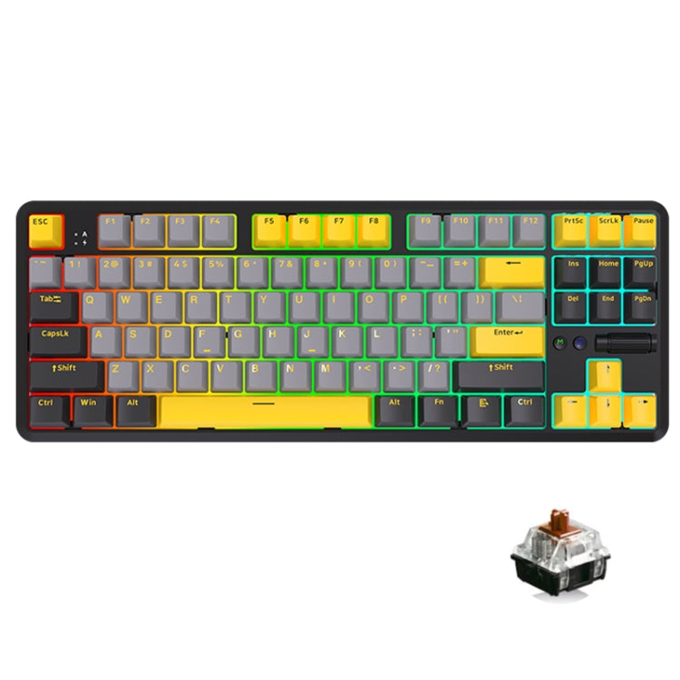 Ajazz K870T Pro 87 Keys Three Mode Wireless/Bluetooth/Wired Pluggable RGB Mechanical Keyboard Tea Shaft (Black) - Wireless Keyboard by Ajazz | Online Shopping South Africa | PMC Jewellery | Buy Now Pay Later Mobicred