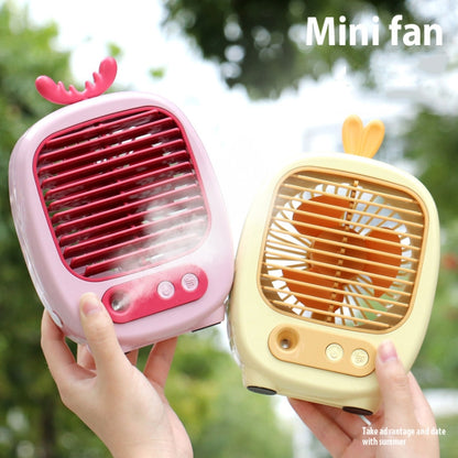 1315 Spray Humidification Hydrating Cartoon Fan USB Charging Desktop Fan(Deer Yellow) - Electric Fans by PMC Jewellery | Online Shopping South Africa | PMC Jewellery | Buy Now Pay Later Mobicred