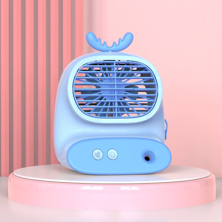 CS1319 Desktop Small Hydrating Spray Cartoon Fan Rechargeable Silent Humidifying Fan(Deer Blue) - Electric Fans by PMC Jewellery | Online Shopping South Africa | PMC Jewellery | Buy Now Pay Later Mobicred