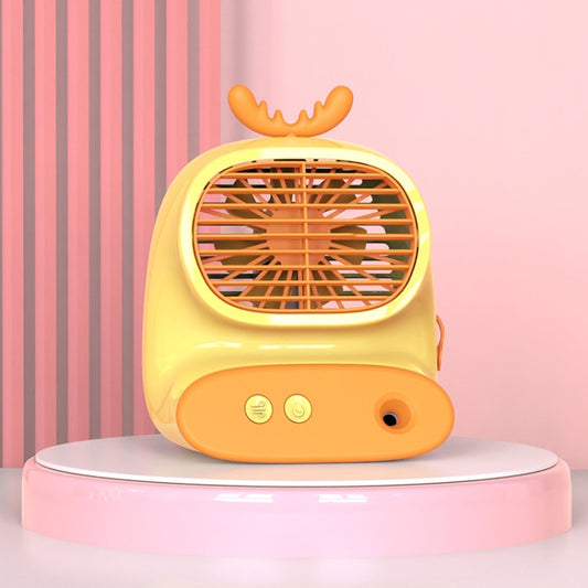 CS1319 Desktop Small Hydrating Spray Cartoon Fan Rechargeable Silent Humidifying Fan(Deer Yellow) - Electric Fans by PMC Jewellery | Online Shopping South Africa | PMC Jewellery | Buy Now Pay Later Mobicred