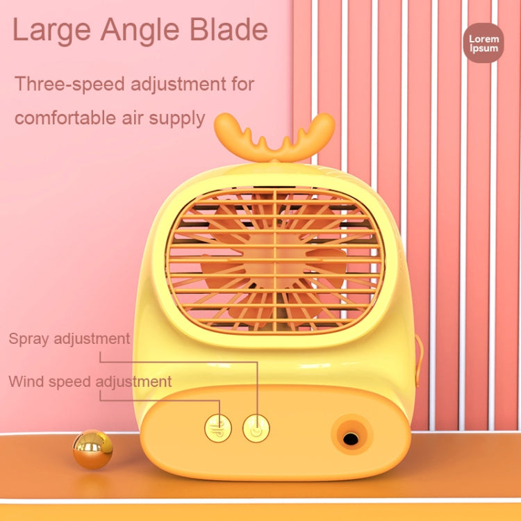 CS1319 Desktop Small Hydrating Spray Cartoon Fan Rechargeable Silent Humidifying Fan(Deer Yellow) - Electric Fans by PMC Jewellery | Online Shopping South Africa | PMC Jewellery | Buy Now Pay Later Mobicred