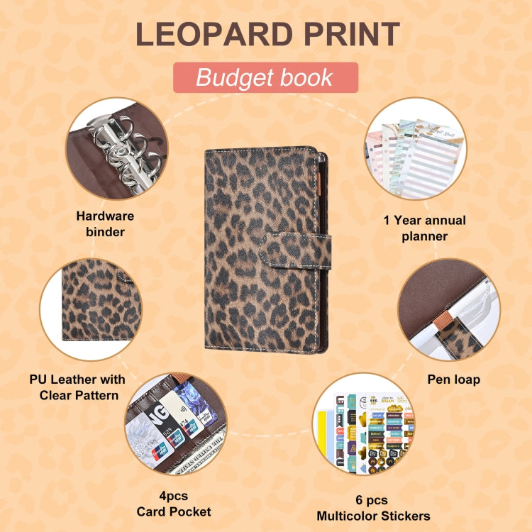 A6 Leopard Print Cash Budget Notebook  Loose Leaf Financial Management Notepad(Light Brown) - Notebooks by PMC Jewellery | Online Shopping South Africa | PMC Jewellery