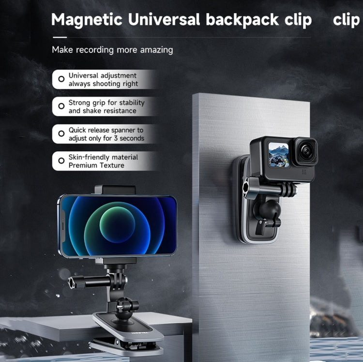 TELESIN 360 Degree Rotation Magnetic Backpack Clip Clamp Mount For Action Camera - Backpack Clip by TELESIN | Online Shopping South Africa | PMC Jewellery | Buy Now Pay Later Mobicred