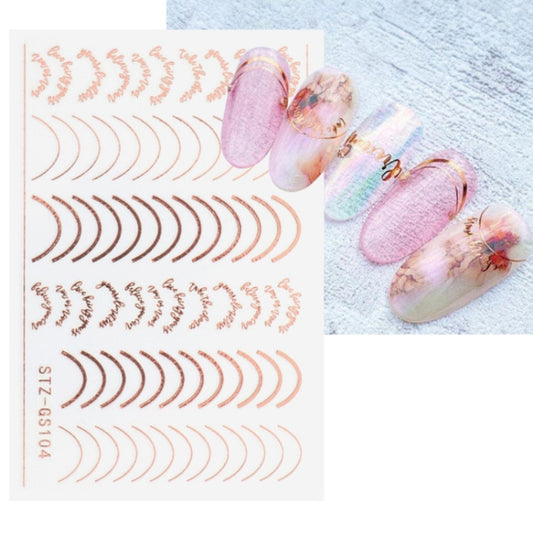 Gold Silver Manicure Stickers Imitation Metal Line Adhesive Nail Stickers(Stz-GS104 Rose Gold) - Nail Stickers by PMC Jewellery | Online Shopping South Africa | PMC Jewellery | Buy Now Pay Later Mobicred