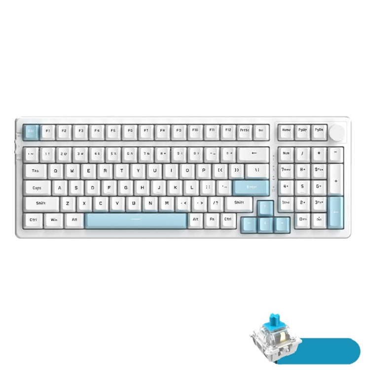 Ajazz AK992 99 Keys Wireless/Bluetooth Three-Mode Hot Swap RGB Gaming Mechanical Keyboard Green Shaft Non-light Version (Blue) - Wireless Keyboard by PMC Jewellery | Online Shopping South Africa | PMC Jewellery | Buy Now Pay Later Mobicred