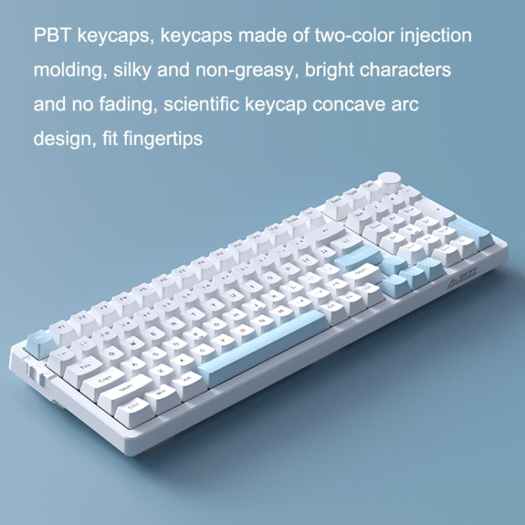 Ajazz AK992 99 Keys Wireless/Bluetooth Three-Mode Hot Swap RGB Gaming Mechanical Keyboard Green Shaft Non-light Version (Blue) - Wireless Keyboard by PMC Jewellery | Online Shopping South Africa | PMC Jewellery | Buy Now Pay Later Mobicred