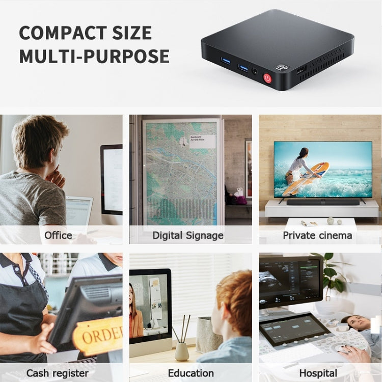 T4PRO 4G+64G N3350 Dual HDMI Output Mini Computer Host(EU Plug) - Computer Cases & Towers by PMC Jewellery | Online Shopping South Africa | PMC Jewellery