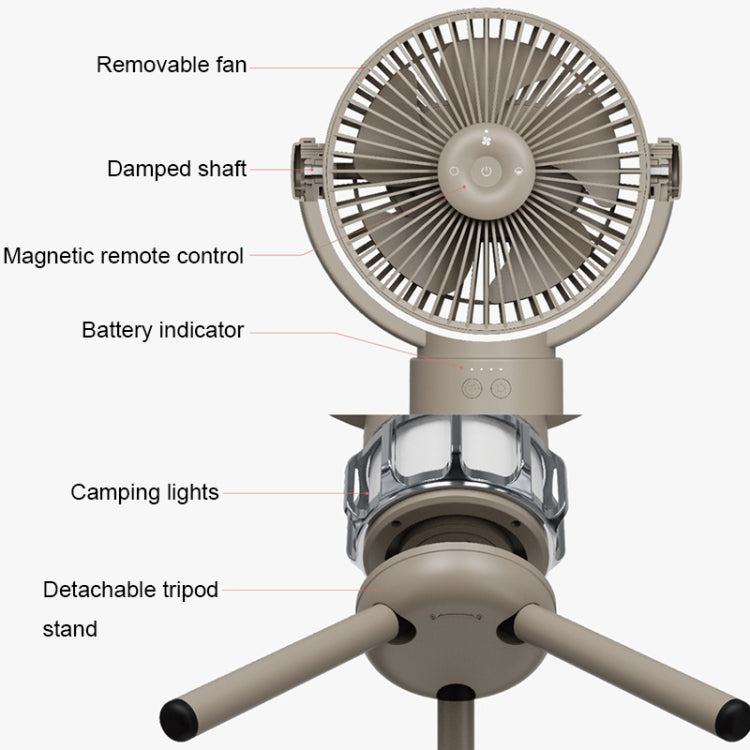 QW-F33 Tripod Outdoor Camping Light Fan Tent USB Charging Detachable Shaking Head Ceiling Fan(White) - Electric Fans by PMC Jewellery | Online Shopping South Africa | PMC Jewellery | Buy Now Pay Later Mobicred