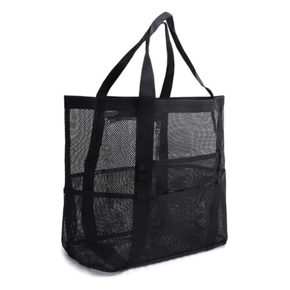 Large Capacity Mesh Swimming Tote Beach Bag(Black) - Storage Bags by PMC Jewellery | Online Shopping South Africa | PMC Jewellery