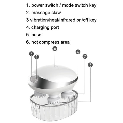 K111 Hot Compress Red Light Head Massager Electric Kneading Vibration Waterproof Head Instrument, Size: English Version(White) - Massage & Relaxation by PMC Jewellery | Online Shopping South Africa | PMC Jewellery