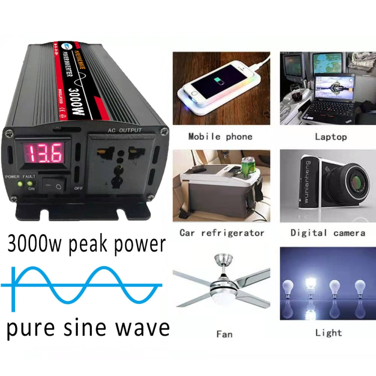 3000W (Actual 500W) 12V to 220V High Power Car Sine Wave Inverter Power Converter - Pure Sine Wave by PMC Jewellery | Online Shopping South Africa | PMC Jewellery