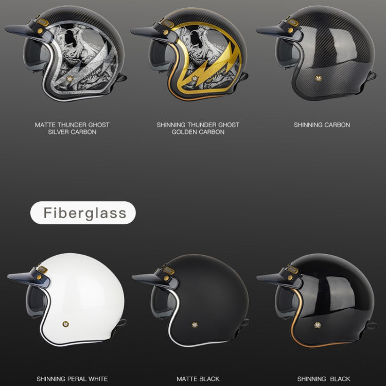 SOMAN Motorcycle Four Seasons Carbon Fiber Half Helmet, Color: Carbon Fiber Gold Lightning(S) - Helmets by SOMAN | Online Shopping South Africa | PMC Jewellery | Buy Now Pay Later Mobicred