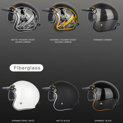 SOMAN Motorcycle Four Seasons Carbon Fiber Half Helmet, Color: Carbon Fiber Gold Lightning(L) - Helmets by SOMAN | Online Shopping South Africa | PMC Jewellery | Buy Now Pay Later Mobicred