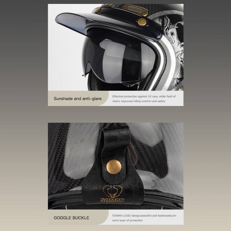 SOMAN Motorcycle Four Seasons Carbon Fiber Half Helmet, Color: FRP Matte Black(XL) - Helmets by SOMAN | Online Shopping South Africa | PMC Jewellery | Buy Now Pay Later Mobicred