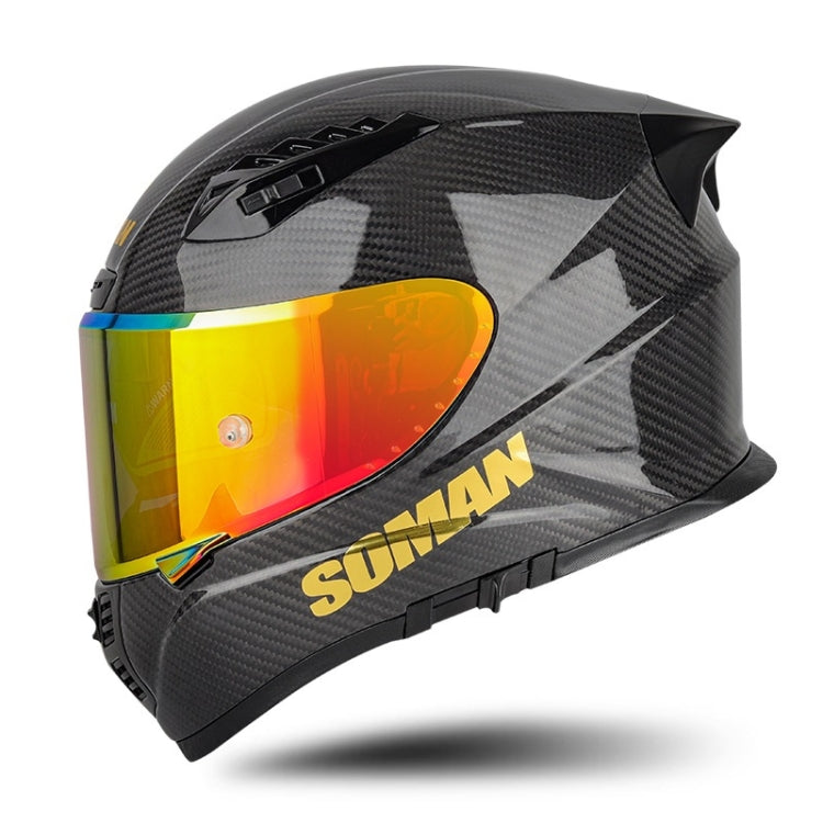 SOMAN Motorcycle Carbon Fiber Double Lens Thermal Safety Helmet, Size: XL(3K Solid Color REVO) - Helmets by SOMAN | Online Shopping South Africa | PMC Jewellery | Buy Now Pay Later Mobicred