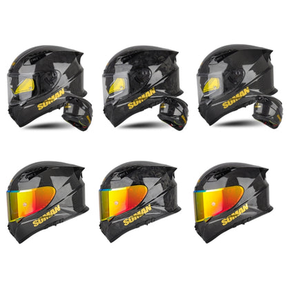 SOMAN Motorcycle Carbon Fiber Double Lens Thermal Safety Helmet, Size: XXL(Cheetah Print REVO) - Helmets by SOMAN | Online Shopping South Africa | PMC Jewellery | Buy Now Pay Later Mobicred