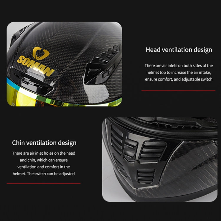 SOMAN Motorcycle Carbon Fiber Double Lens Thermal Safety Helmet, Size: XL(Cheetah Print REVO) - Helmets by SOMAN | Online Shopping South Africa | PMC Jewellery | Buy Now Pay Later Mobicred