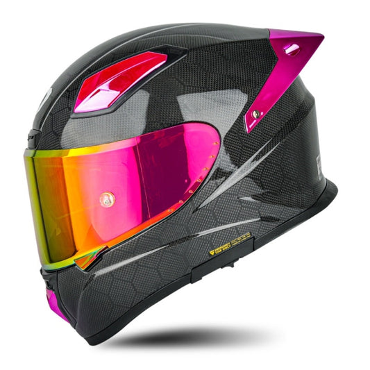 SOMAN Four Seasons Full Cover Motorcycle Helmet, Size: M(Snake Carbon Fiber Red Purple) - Helmets by SOMAN | Online Shopping South Africa | PMC Jewellery | Buy Now Pay Later Mobicred