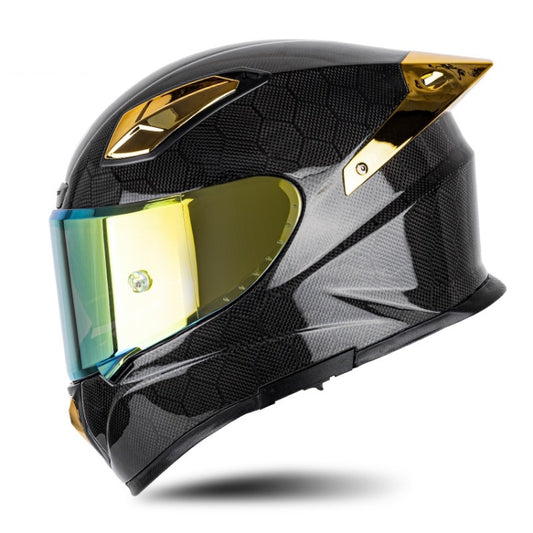 SOMAN Four Seasons Full Cover Motorcycle Helmet, Size: L(Snake Carbon Fiber Gold) - Helmets by SOMAN | Online Shopping South Africa | PMC Jewellery | Buy Now Pay Later Mobicred