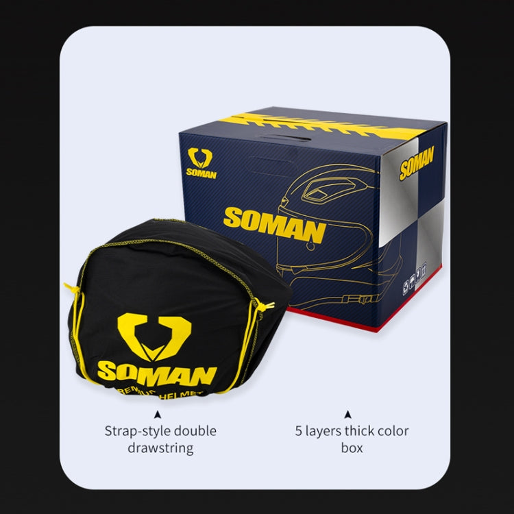 SOMAN Four Seasons Full Cover Motorcycle Helmet, Size: XL(Snake Carbon Fiber Gold) - Helmets by SOMAN | Online Shopping South Africa | PMC Jewellery | Buy Now Pay Later Mobicred