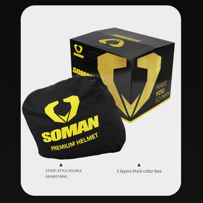 SOMAN Motorcycle Electric Bicycle Dual Lens Riding Helmet, Size: XL(Bright Back) - Helmets by SOMAN | Online Shopping South Africa | PMC Jewellery | Buy Now Pay Later Mobicred