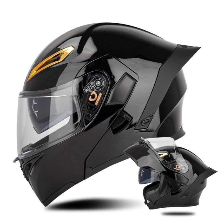 SOMAN Motorcycle Dual Lens Riding Peel-Off Full Coverage Helmet, Size: M(Bright Black) - Helmets by SOMAN | Online Shopping South Africa | PMC Jewellery | Buy Now Pay Later Mobicred