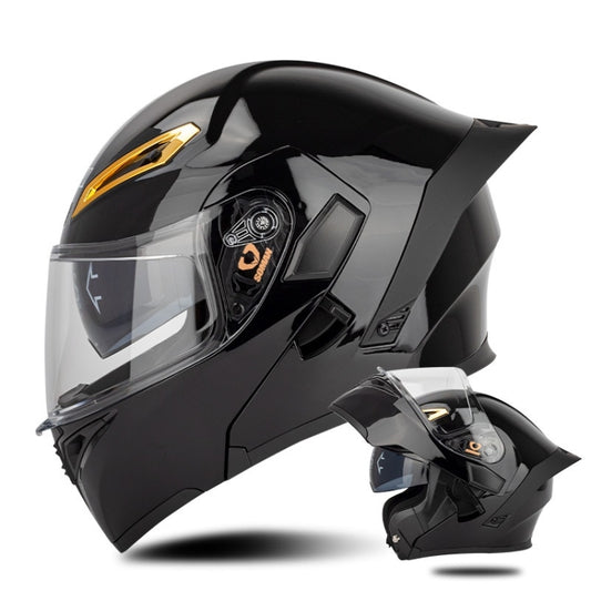 SOMAN Motorcycle Dual Lens Riding Peel-Off Full Coverage Helmet, Size: XL(Bright Black) - Helmets by SOMAN | Online Shopping South Africa | PMC Jewellery | Buy Now Pay Later Mobicred