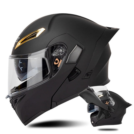 SOMAN Motorcycle Dual Lens Riding Peel-Off Full Coverage Helmet, Size: XXL(Matt Black) - Helmets by SOMAN | Online Shopping South Africa | PMC Jewellery | Buy Now Pay Later Mobicred