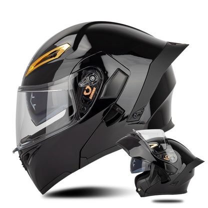 SOMAN Motorcycle Dual Lens Riding Peel-Off Full Coverage Helmet, Size: XXL(Bright Black) - Helmets by SOMAN | Online Shopping South Africa | PMC Jewellery | Buy Now Pay Later Mobicred