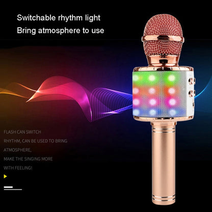 WS-858L LED Light Flashing Wireless Capacitance Microphone Comes With Audio Mobile Phone Bluetoon Live Microphone(Gold) - Microphone by PMC Jewellery | Online Shopping South Africa | PMC Jewellery | Buy Now Pay Later Mobicred