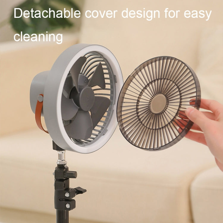 ZK-01 7 Inch Outdoor Camping LED Light Tripod Fan Portable Multifunctional Power Bank Hanging Fan(Gray) - Electric Fans by PMC Jewellery | Online Shopping South Africa | PMC Jewellery | Buy Now Pay Later Mobicred