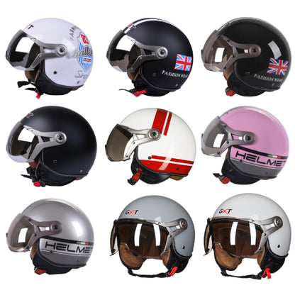 GXT Electric Vehicle Half Cover Helmet Four Seasons Retro Helmet, Size: XL(Bright Black Flower) - Helmets by GXT | Online Shopping South Africa | PMC Jewellery | Buy Now Pay Later Mobicred