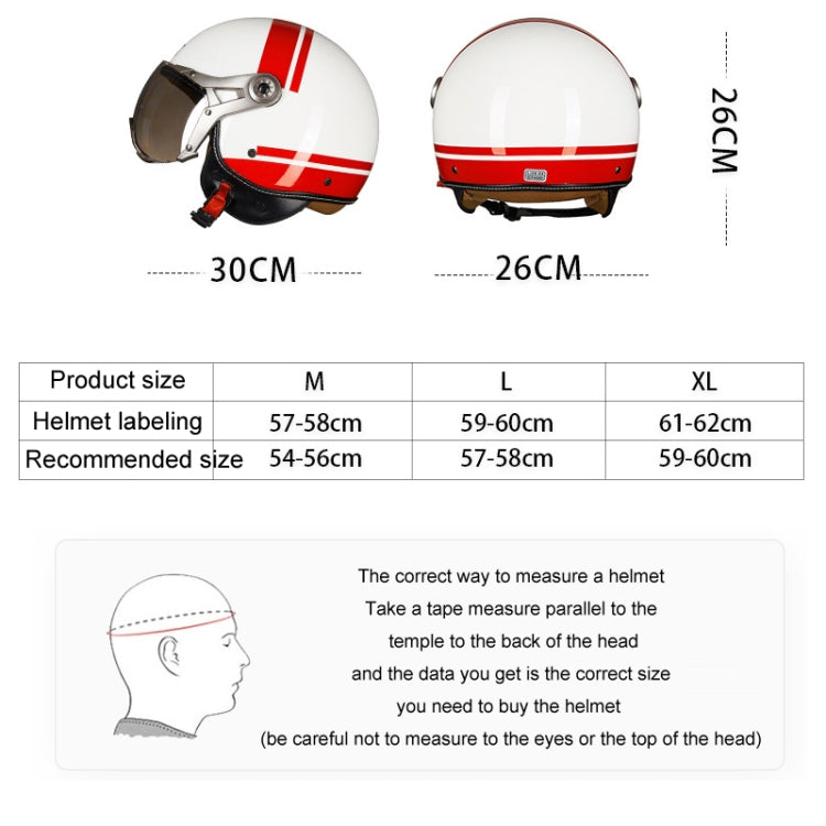 GXT Electric Vehicle Half Cover Helmet Four Seasons Retro Helmet, Size: M(Painted White Red Stripes) - Helmets by GXT | Online Shopping South Africa | PMC Jewellery