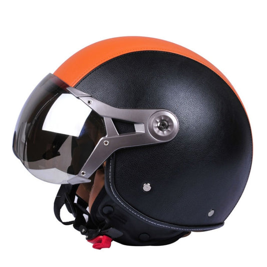 GXT Electric Vehicle Half Cover Four Seasons Retro Helmet, Size: M(Black Orange) - Helmets by GXT | Online Shopping South Africa | PMC Jewellery | Buy Now Pay Later Mobicred